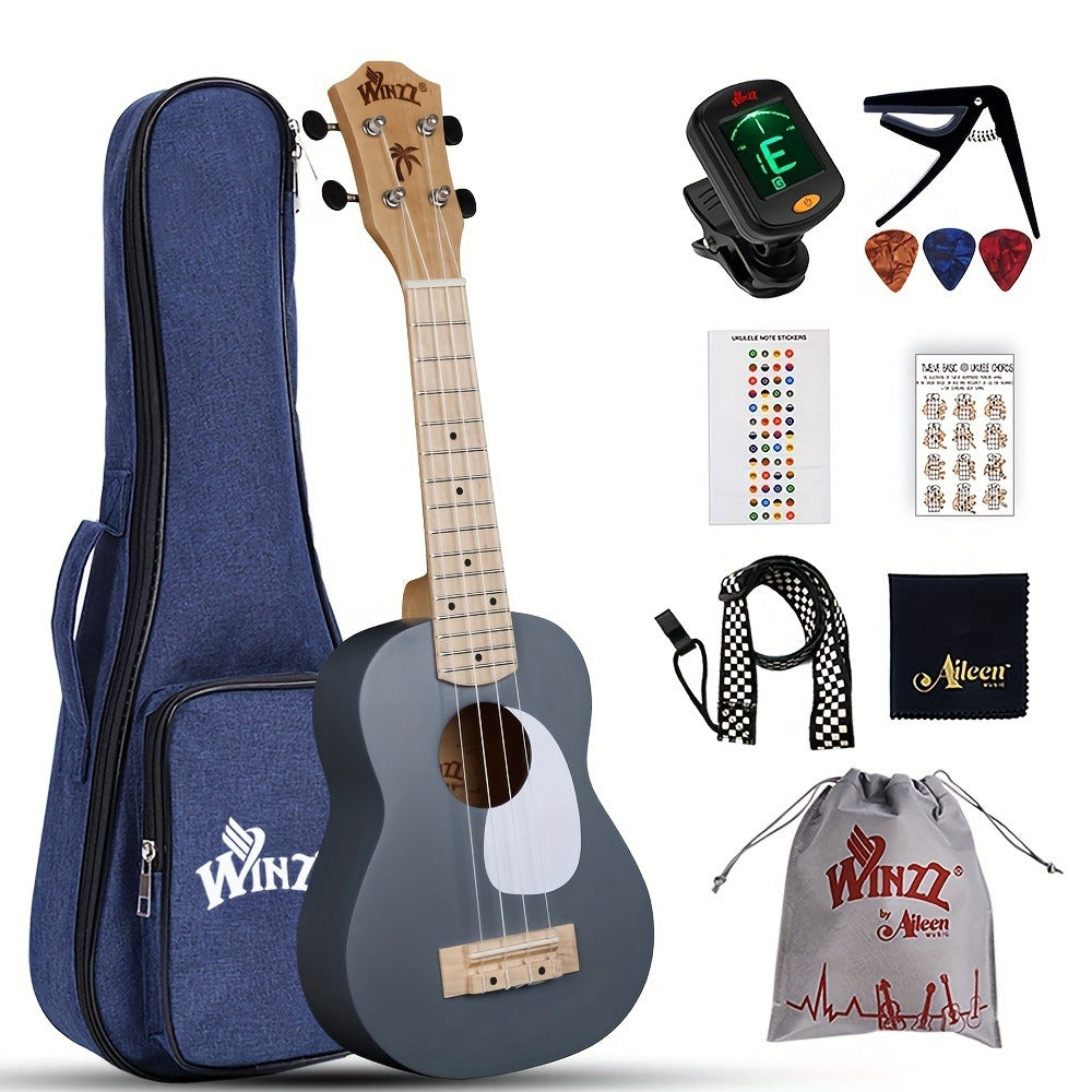 Soprano Ukulele, Portable, 21 Inch, WINZZ, TG-U2, Inch for Lessons and Practice
