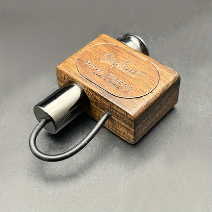 SAPHUE S2 Clip-On Pickup Transducer Designed for Acoustic, Classical Guitars, Ukuleles, Kalimbas, And Mandolins - Features a Handcrafted Wooden Case with a 6.35Mm Jack, Deep Brown Color, No Battery Needed, And a Portable Guitar System