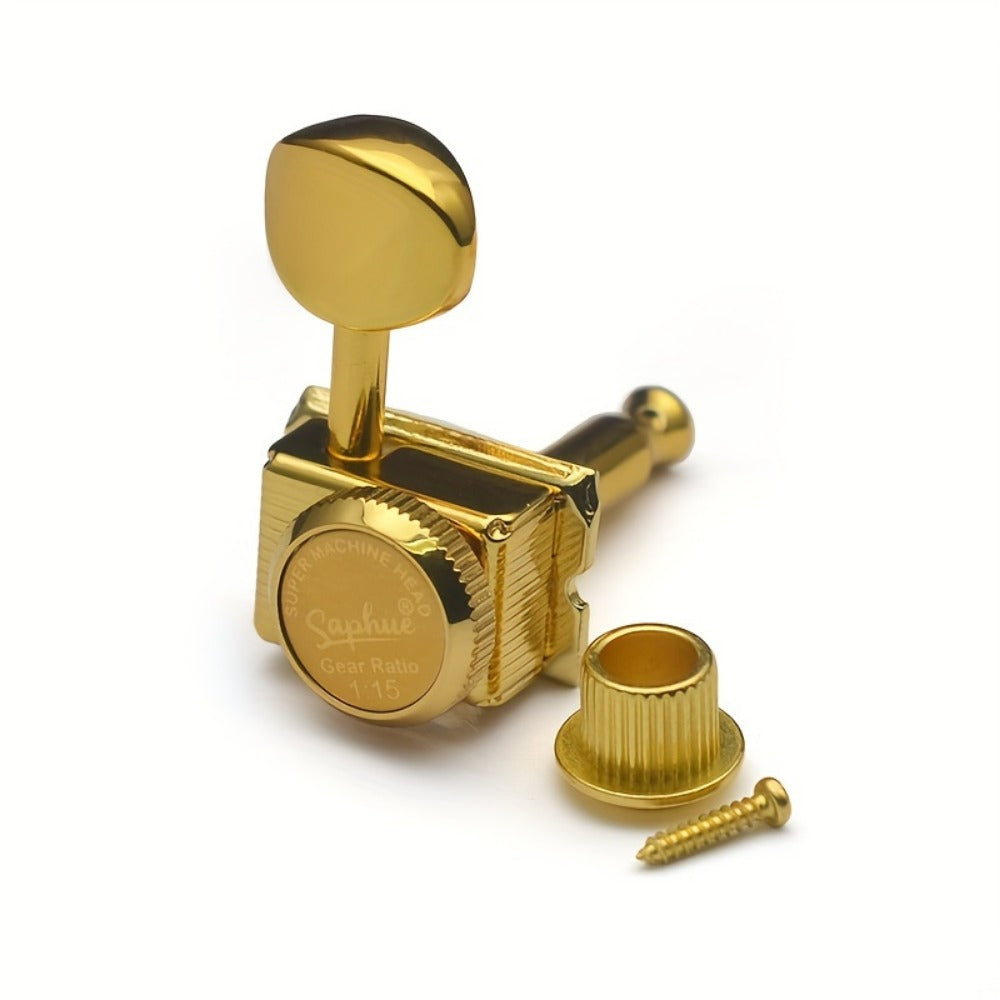 6-Inline Locking Guitar Tuners, 1:15 Ratio, Chrome or Gold Set