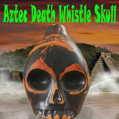 Ceramic Aztec Death Whistle, Handcrafted Skull Sound Effect Collectible