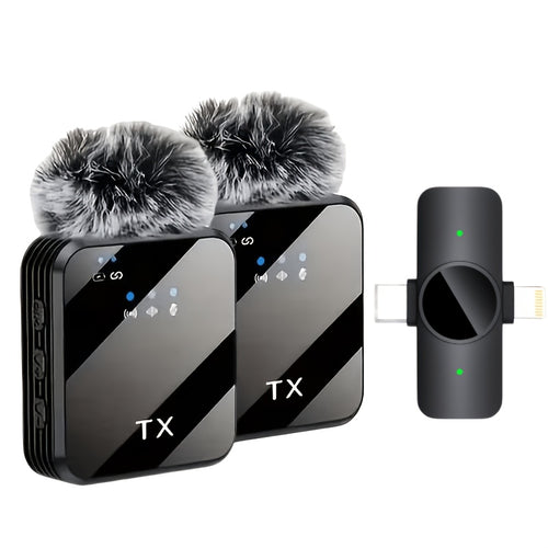 Professional Lavalier Microphone with Intelligent Noise Cancellation, 360° Omnidirectional Condenser, 2-in-1 Lapel Mic with Wind Muff for Content Creation, Live Streaming, Interview, Recording, Vlogging - USB-C/IOS, 2.4G/5G Connection