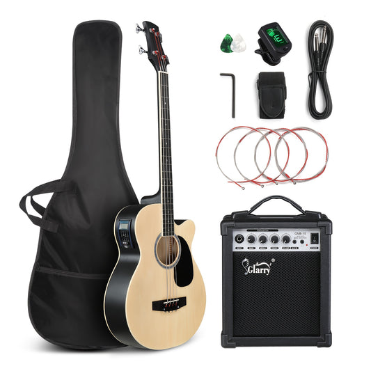 GLARRY 44.5In Full Size Acoustic Electric Guitar Kit, Folk Guitars, Cutaway Style, 4 Strings with Inbuilt Tuner, Bag, Complete Additions, Basswood Body, for Beginner, Gift for Music Lover, Matte Color
