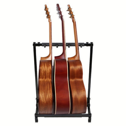 Glarry Square Multiple Guitars Stand, Display&Storage Rack, Guitar & Ukulele & Bass & Banjo Holder for Band, Studio, Home, Black, for 5/7/9 Guitars