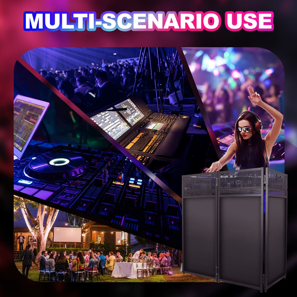 Portable DJ Booth, Portable, 5 inch, Facade for Supporting And Screening Dj Controllers