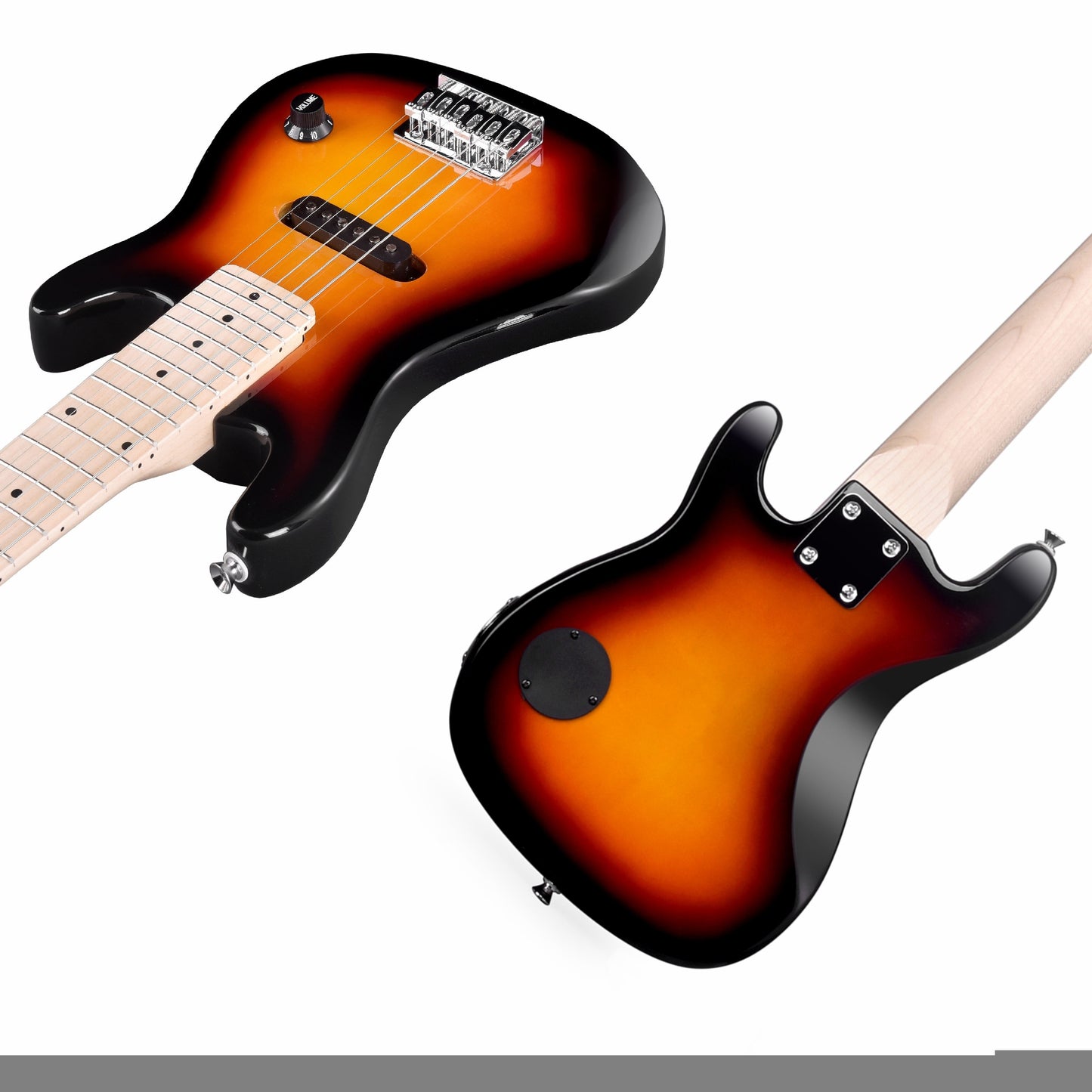 WINZZ TG-E2 30-inch Full Electric Guitar Package with Amp, Gig Bag & - Solid Wood Body, Gloss, Small Size Suitable for Beginners/Advanced Players, Complete Setup with Strap, Cable, Picks, Strings (No Assembly Required)