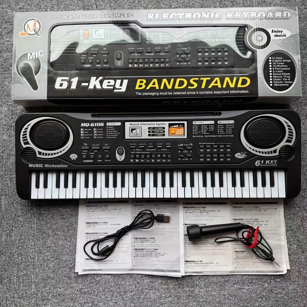 Portable Electronic Keyboard, Full Size, USB, Portable, Key, Microphone, Full for Beginner
