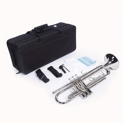 B-Flat Trumpet, Silvery Small, 0.08mm, 8.6 cm, Silvery, Concert, Band for School Band