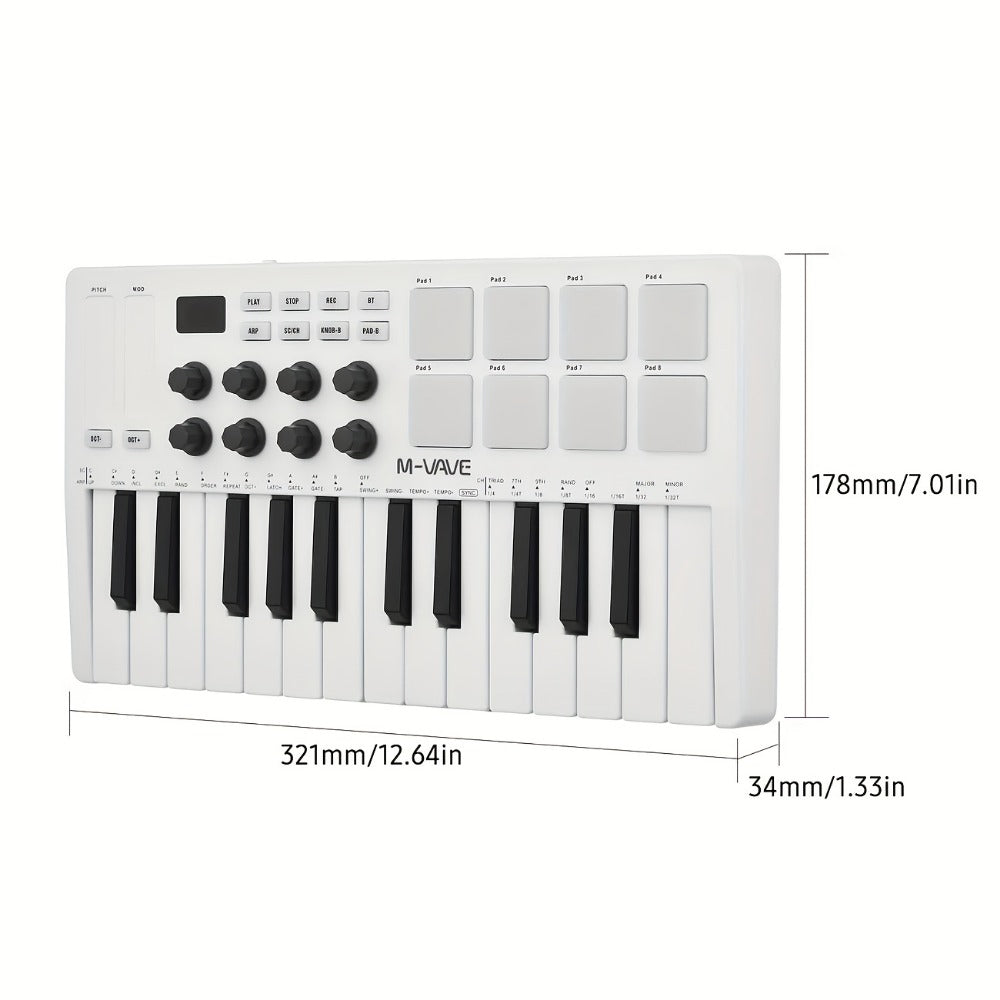 MIDI Pad Controller, RGB, Wireless, M-VAVE, 25-Key, Keyboard for Music Production