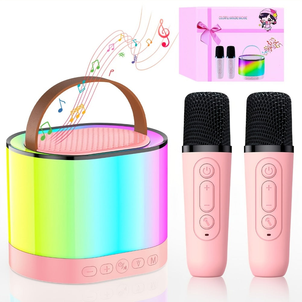 Portable PA Speaker, 10W, Wireless, USB-C, Two, Microphones for Parties and Karaoke