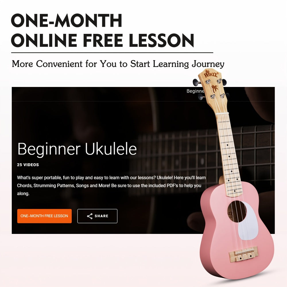 Soprano Ukulele, Portable, 21 Inch, WINZZ, TG-U2, Inch for Lessons and Practice