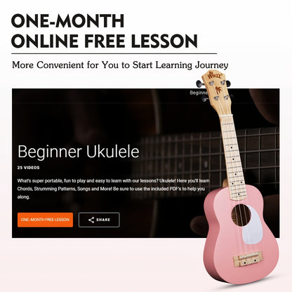 Soprano Ukulele, Portable, 21 Inch, WINZZ, TG-U2, Inch for Lessons and Practice