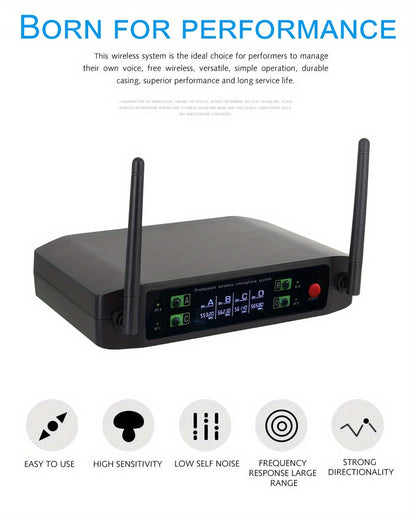 Recording Microphone, Wireless, Four-channel, Handheld for Recording and Streaming