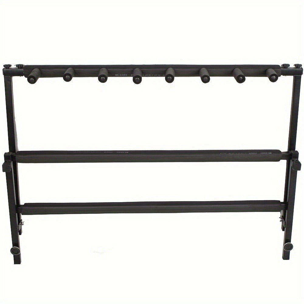 Portable 7-Guitar Folding Rack Stand with Padded Slots and Carry Bag