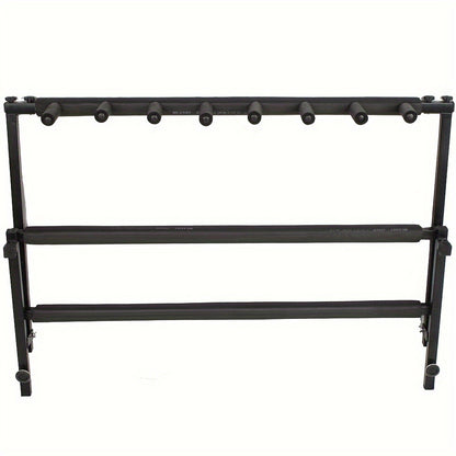 Portable 7-Guitar Folding Rack Stand with Padded Slots and Carry Bag