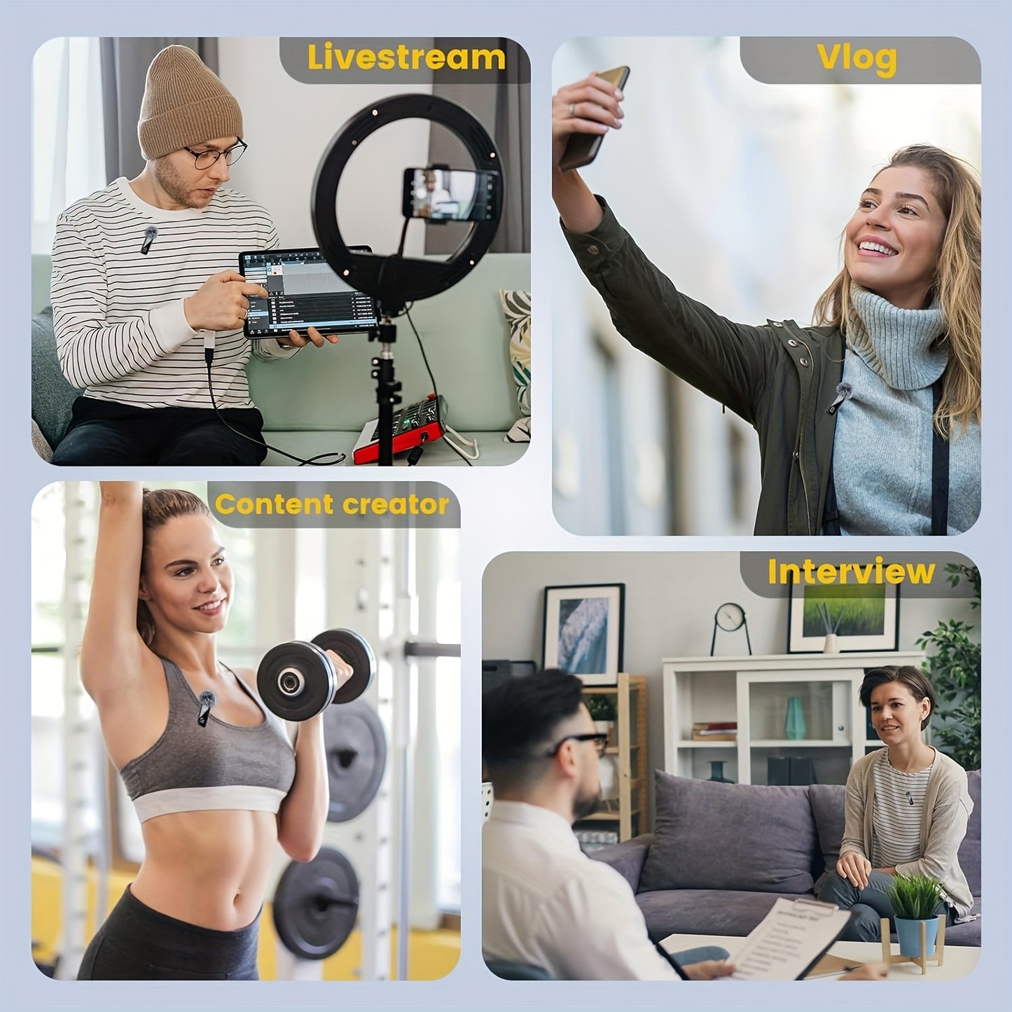 Professional Wireless Lavalier Microphone with Digital Battery Display, Feather Windshield, 360° Omnidirectional, USB-C Connector, 100ft Range, 2.4G Wireless Function, DSP Chip Professional Noise Reduction, Rotatable Magnetic Clip, Microfono Para