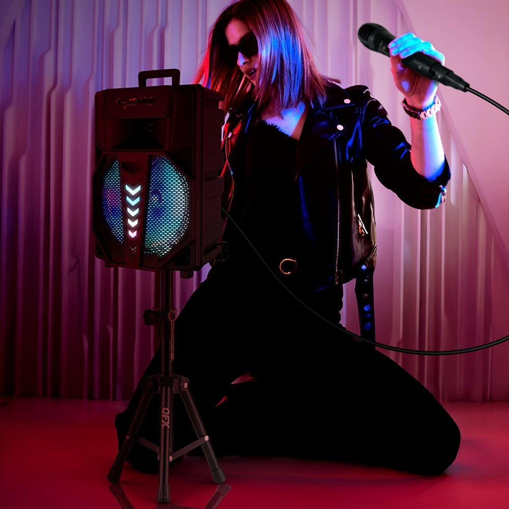 15-Inch Portable PA Speaker with RGB Lights, Wireless Audio and Mic