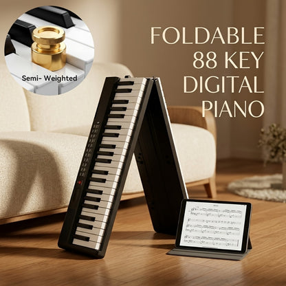 88-Key Foldable Digital Piano with MIDI, Pedal, Headphones and Bag