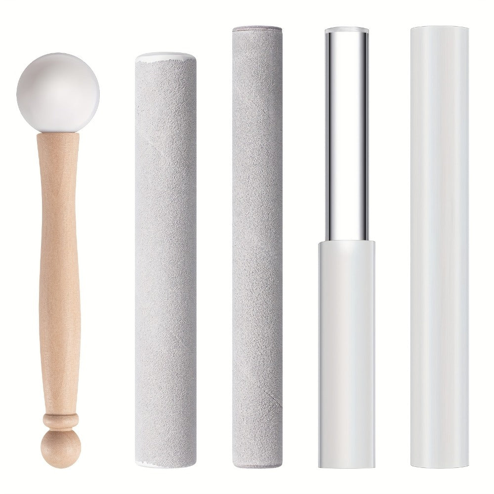 Crystal Singing Bowl Mallet Set, 5-Piece Percussion Striker Kit