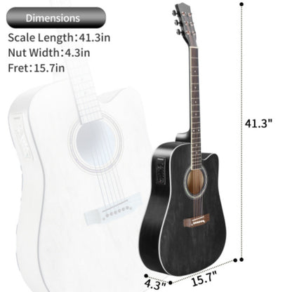 Acoustic Guitar, Adjustable, 10W, KMA101, 41-Inch, Black for Lessons and Practice