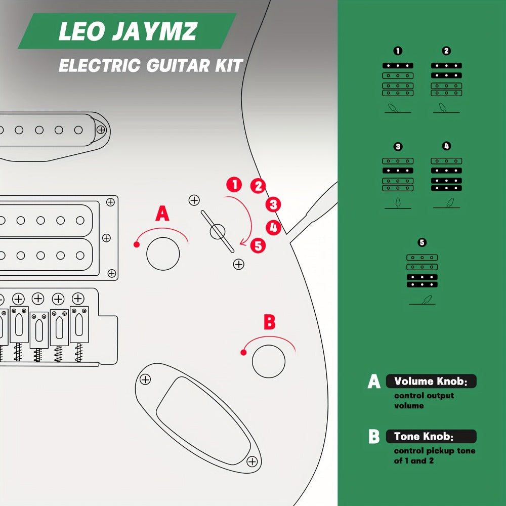 Electric Guitar, Full Size, 39 Inch, Leo, Jaymz, Inch for Lessons and Practice