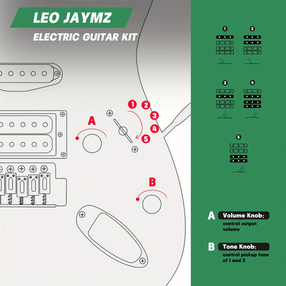 Electric Guitar, Full Size, 39 Inch, Leo, Jaymz, Inch for Lessons and Practice