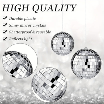 Disco Ball Decoration, 74pcs, Different, Sizes for Disco-Themed Parties