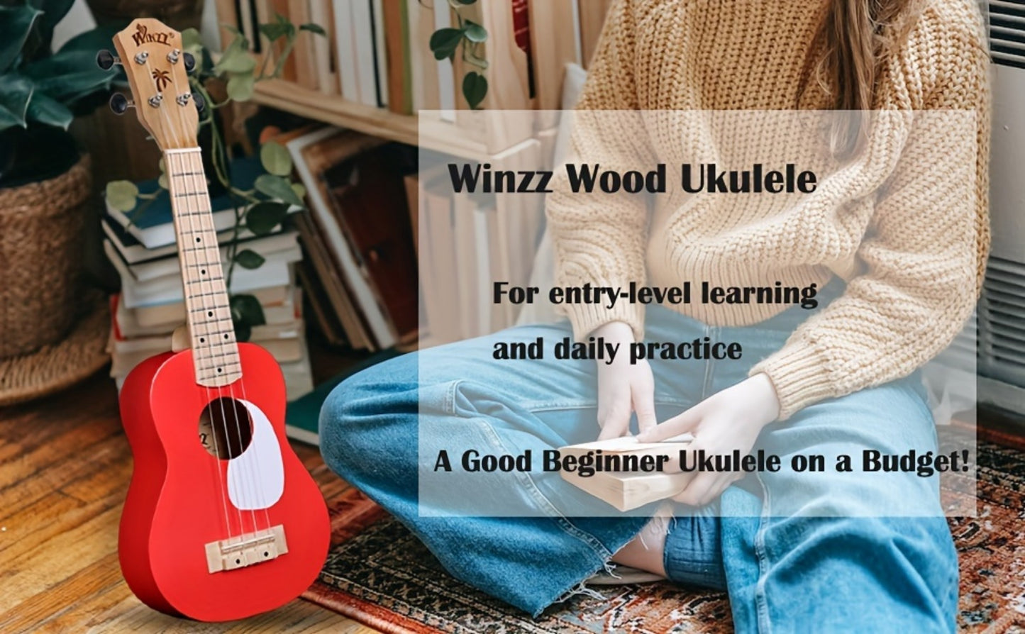 Soprano Ukulele, Portable, 21 Inch, WINZZ, TG-U2, Inch for Lessons and Practice