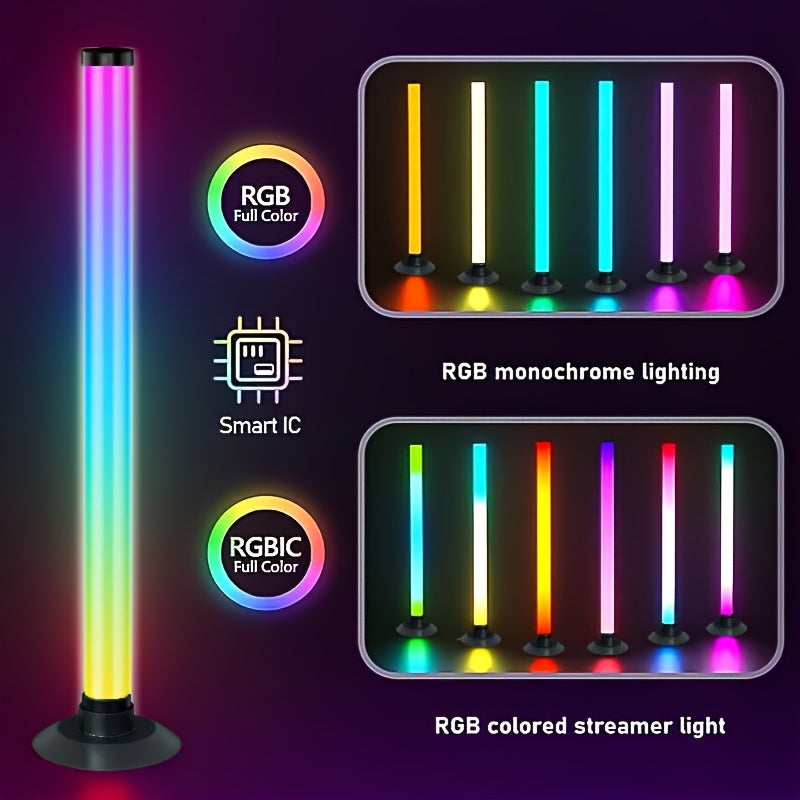 2pcs LED Light Bars for Room, IC+RGB with App+Remote Control, Dynamic Music Sync Mode, USB Powered, Wireless, Color Changing, Dimmable, Ideal for PC, TV Backlight, Music Classroom, Computer Desk