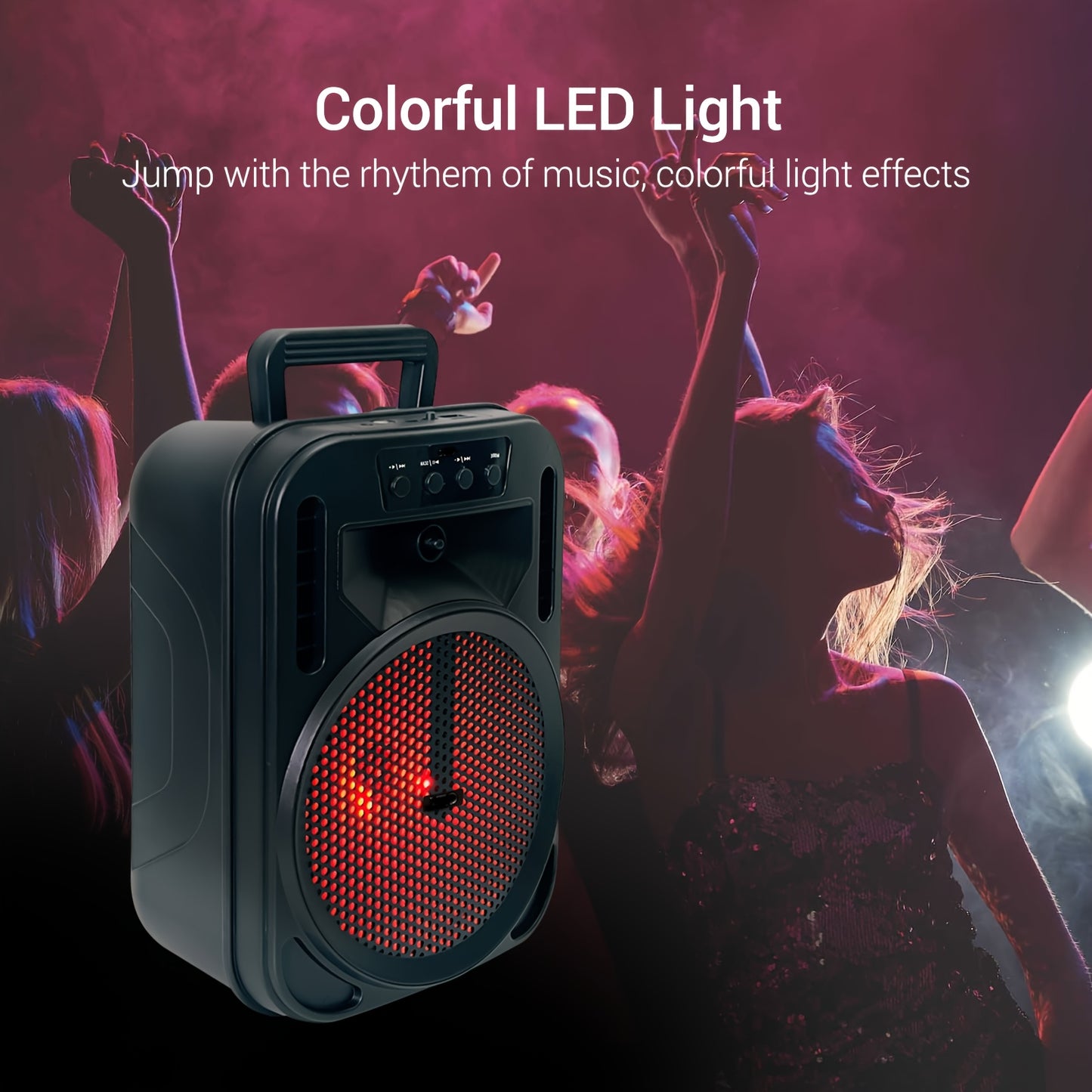 4000W Rechargeable Outdoor Bluetooth Speaker Portable PA System W/ 6.5" Subwoofer, Party Lights USB/TF/FM/TWS, FM Radio, Perfect for Thanksgiving & Christmas Party