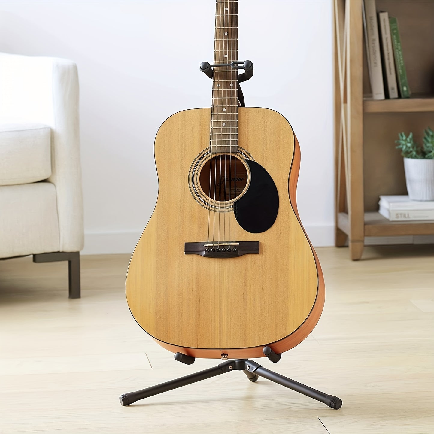Adjustable and Removable Guitar Stand - Ergonomic C-shaped Design for Neck and Body Protection, Black Iron with Padded Support - Perfect for Acoustic Guitars, Electric and Bass Guitars, Guitar Accessories