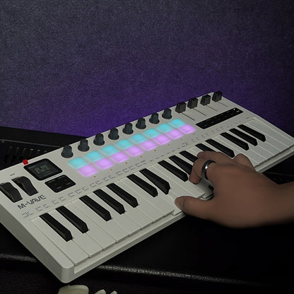 M-VAVE SMK-37 Pro Portable MIDI Keyboard with 37 Keys, Synthesizer, Music Composition Controller, And Drum Pads