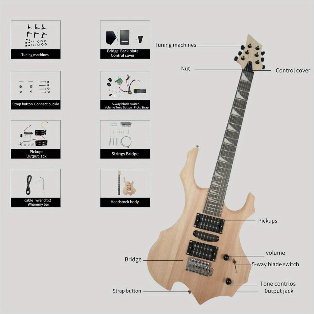 Electric Guitar, Glarry, DIY, Kit for Lessons and Practice for Home Practice, Rehearsal