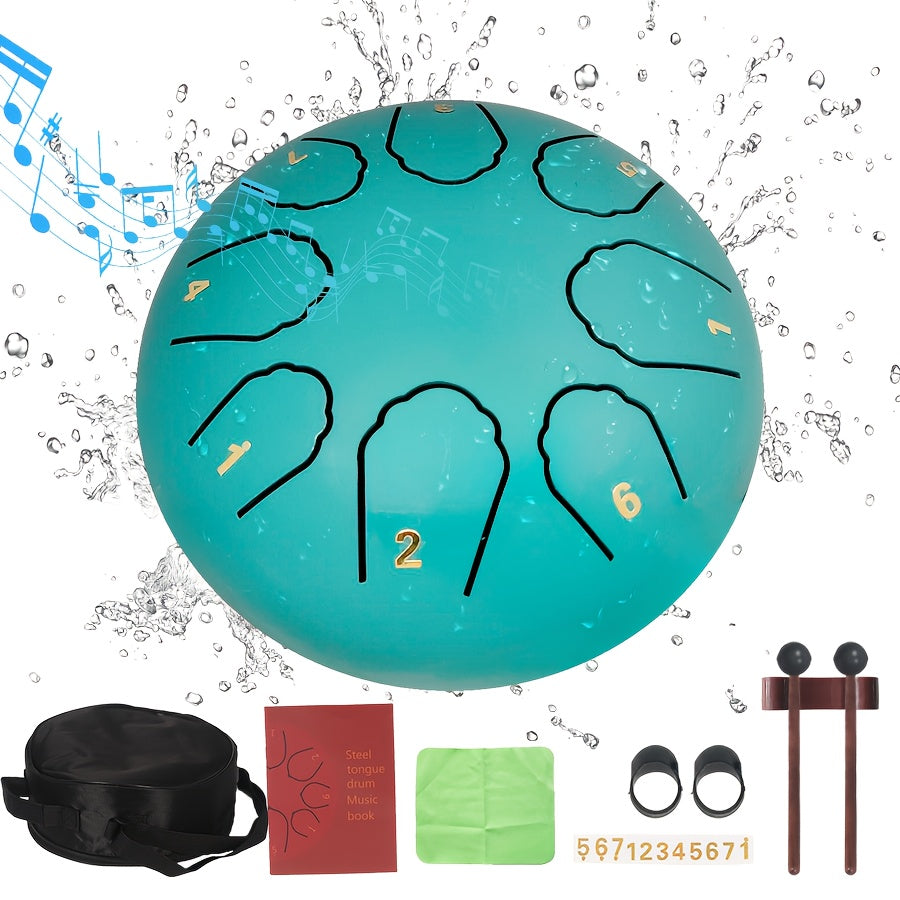 Rain Drum 11 Notes 8 Inches Steel Tongue Drum for Outside Garden with Drum Bag, Music Book, Drum Mallets, Mallet Holder, Steel Drum for Yoga, Meditation, Prenatal Education