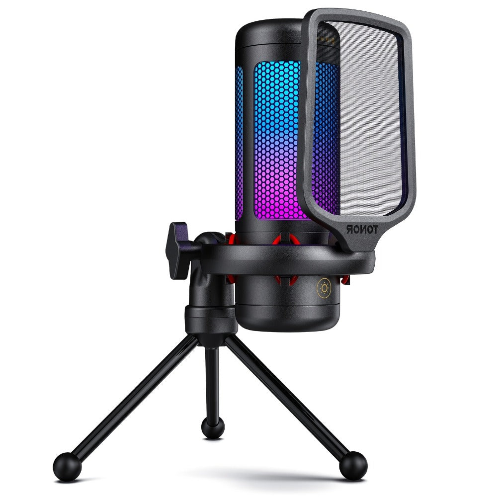 RGB USB Condenser Microphone Kit with Boom Arm, Shock Mount and Pop Filter