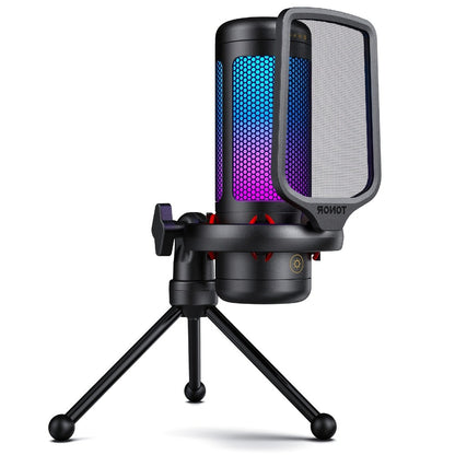 RGB USB Condenser Microphone Kit with Boom Arm, Shock Mount and Pop Filter
