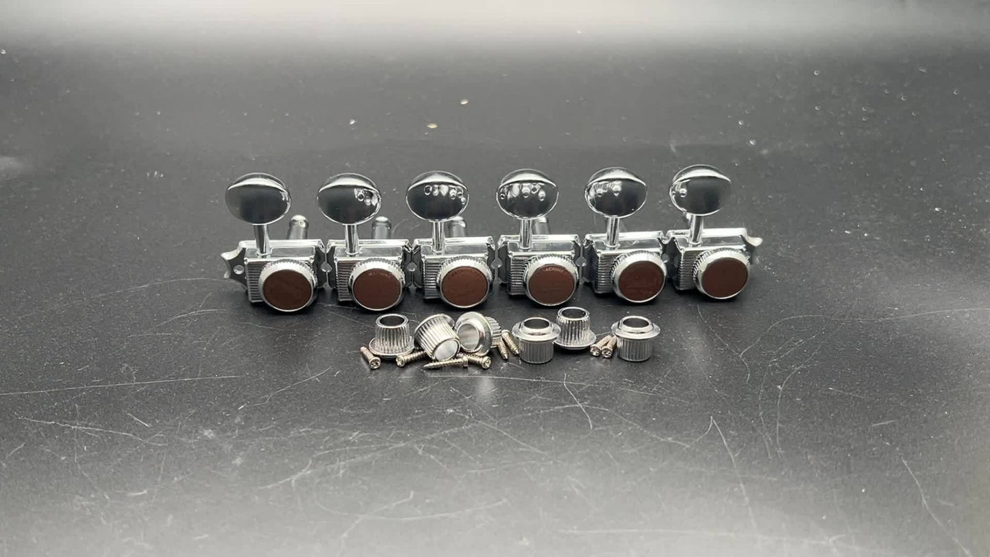 6-Inline Locking Guitar Tuners, 1:15 Ratio, Chrome or Gold Set