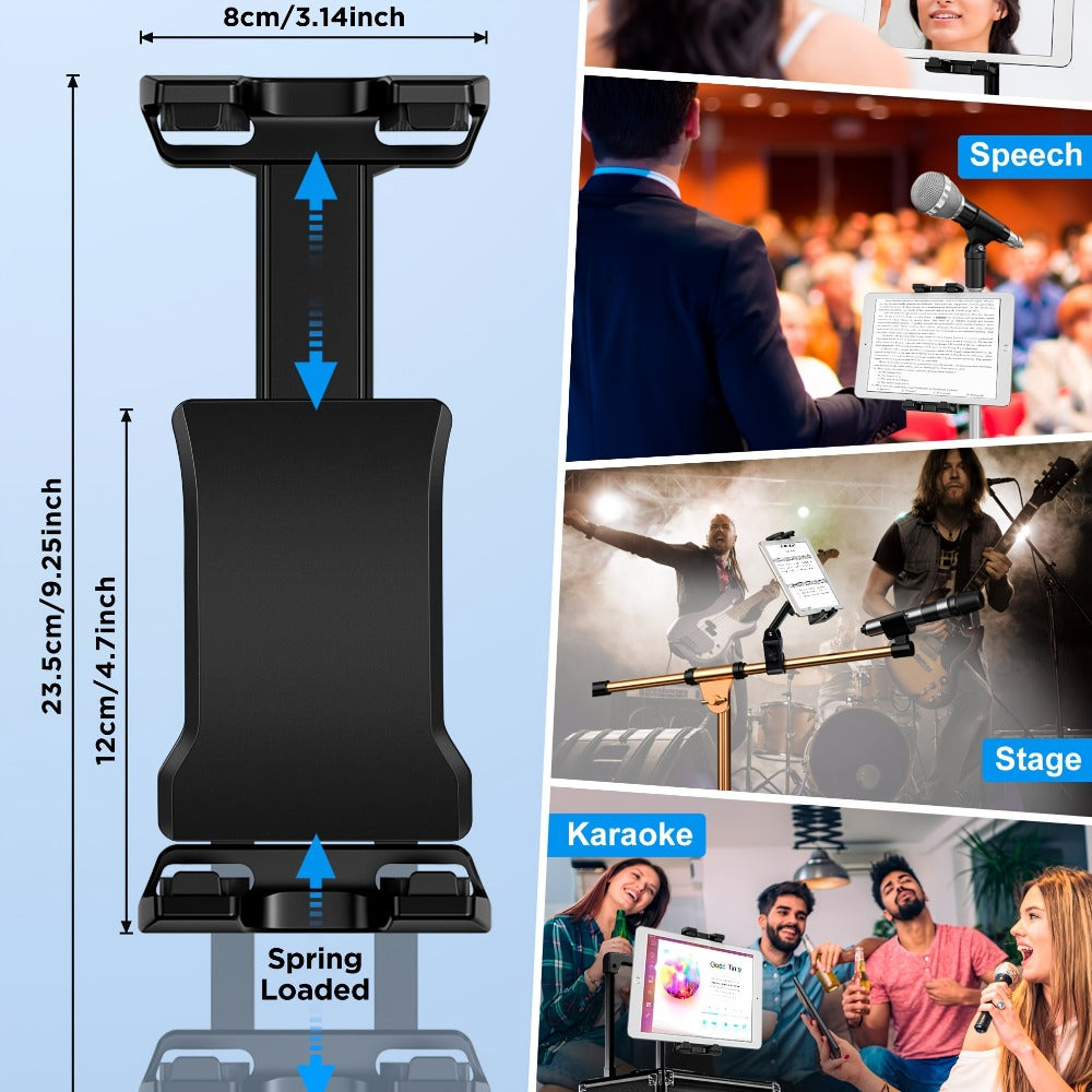 Microphone Stand Tablet Holder for 4.7 to 13.5-Inch Phones and Tablets