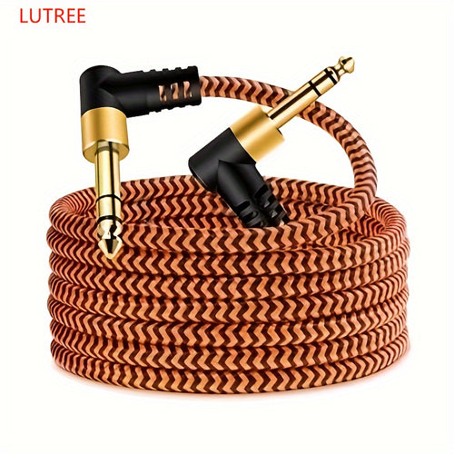 1-Pack LUTREE6.5 Audio Cable Male to Male TRS Two-Channel Balanced Power Amplifier Elbow Audio Cable Connecting Cable Double-Ended Docking Universal, Round Shape, Soft Disk Connectors, Ethernet Cable Type: Cat5e