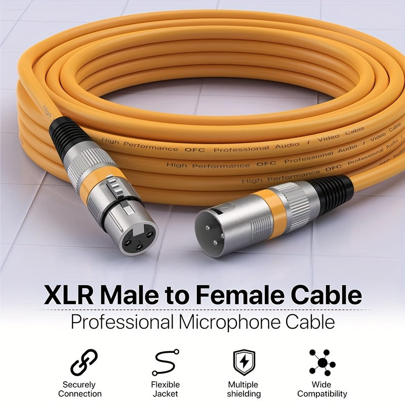 4 QIDUOHAO XLR Microphone Cables: 6ft/20ft/15ft. DMX Cable, XLR Female to XLR Male, Suitable for Microphones and Broadcasting. Made of Oxygen-free Copper, for Vlogging and Recording Content. PVC Jacket. for Halloween and Christmas