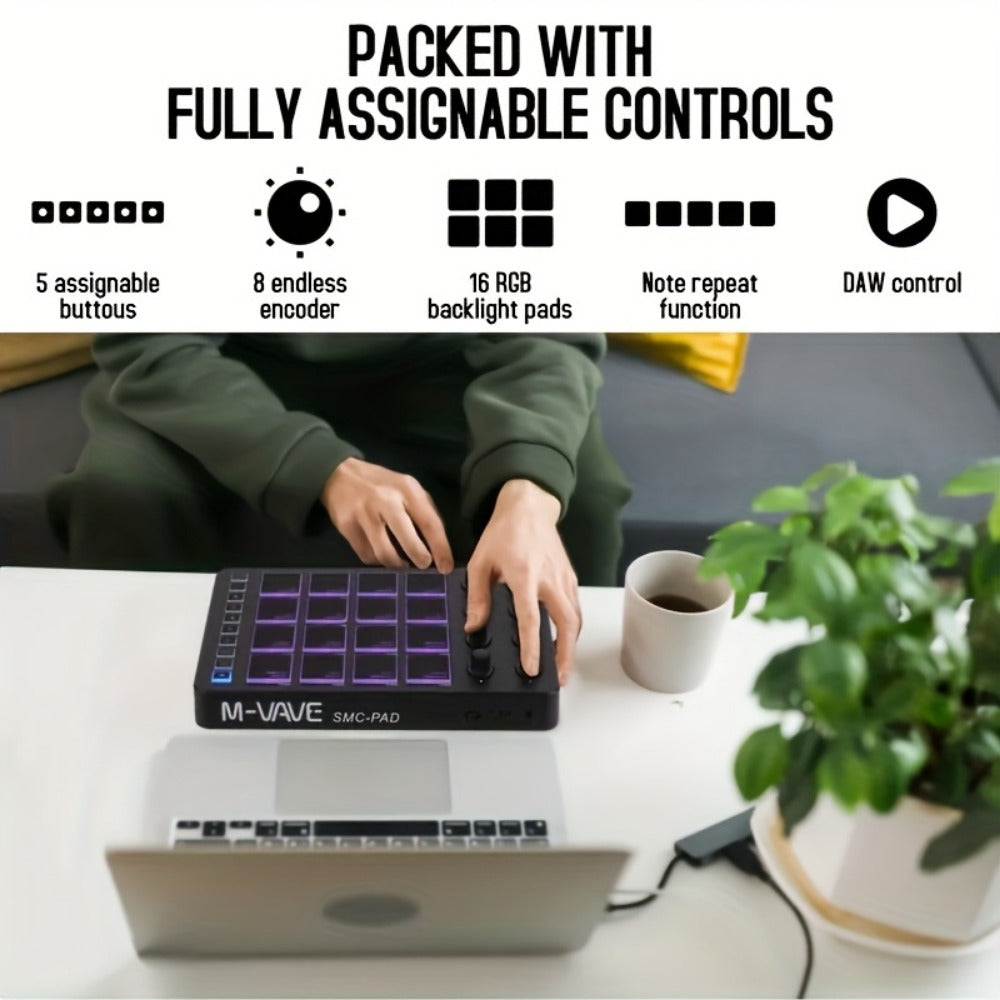 MIDI Pad Controller, Wireless, USB, M-VAVE, Portable for Music Production