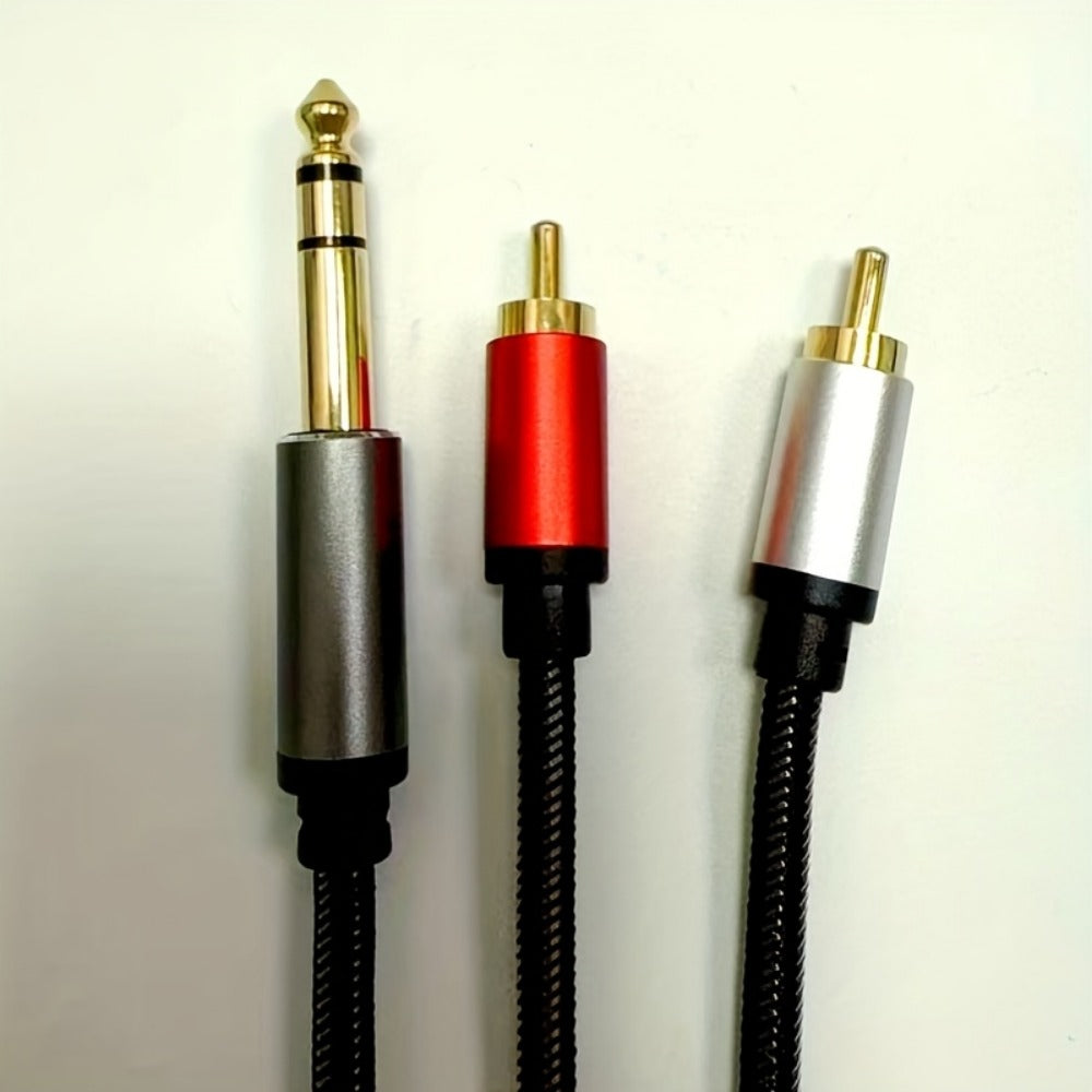 RCA Audio Cable, 6.5mm, Large, Three-Core/2RCA, Male/Male for Connecting Audio Sources