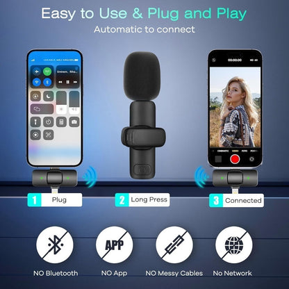 Recording Microphone, Wireless, Bluetooth, 2pcs, Lavalier for Recording and Streaming