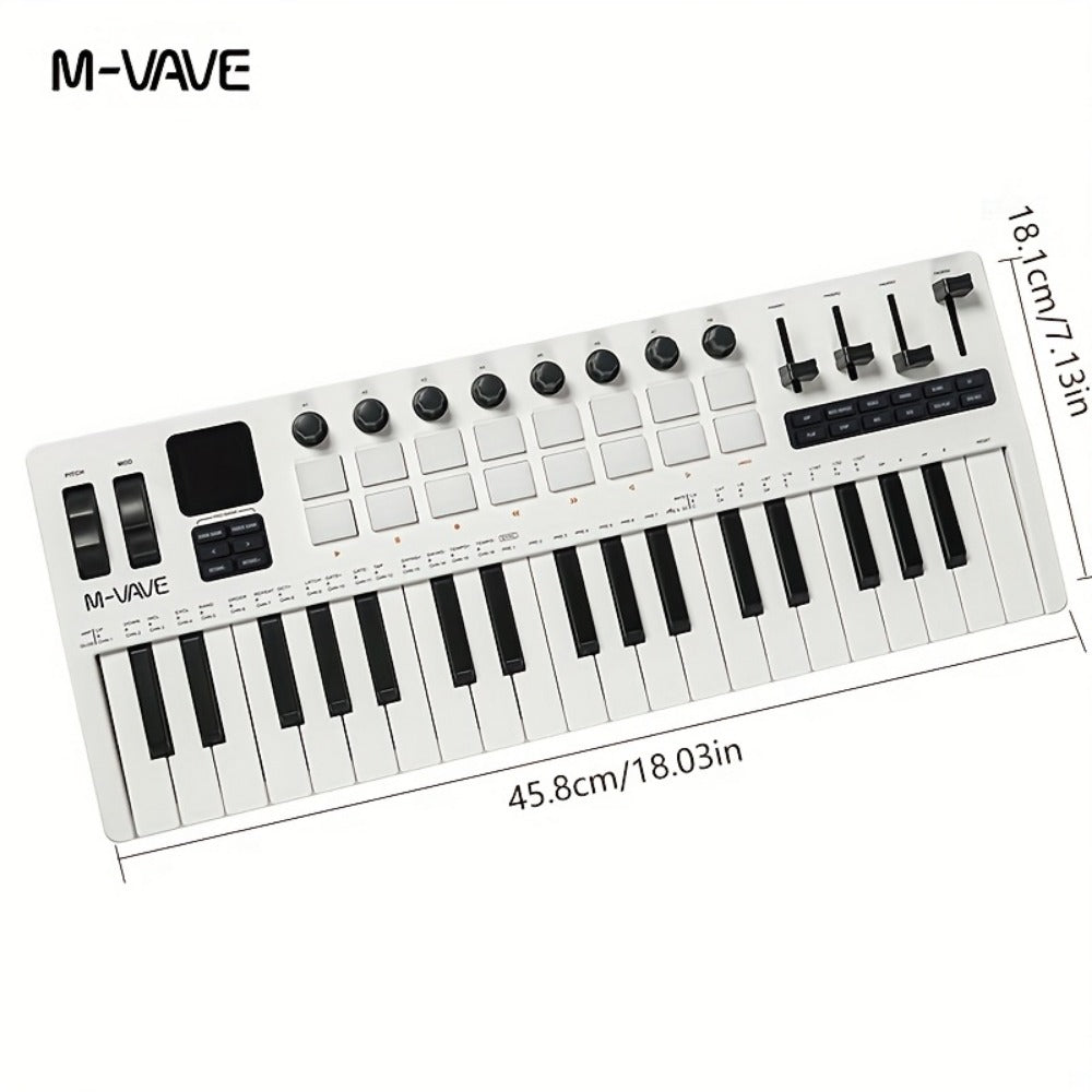 MIDI Keyboard Controller, Wireless, 37 Keys, M-VAVE, SMK37PRO for Music Production