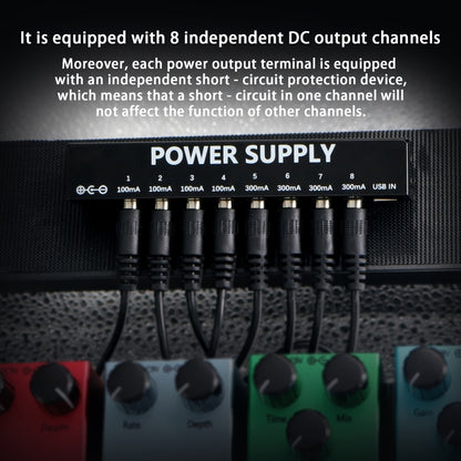 Guitar Pedal Power Supply, Portable, USB-C, USB, Effects for Powering Guitar Effects