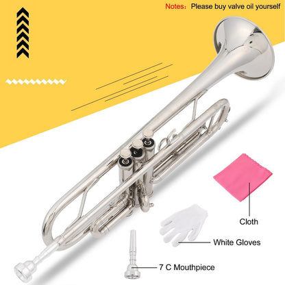 B-Flat Trumpet, 49 cm, 8.6 cm, Silver, Concert, Band for School Band