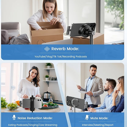Recording Microphone, Portable, Wireless, USB-C, 2pcs, Lapel for Recording and Streaming