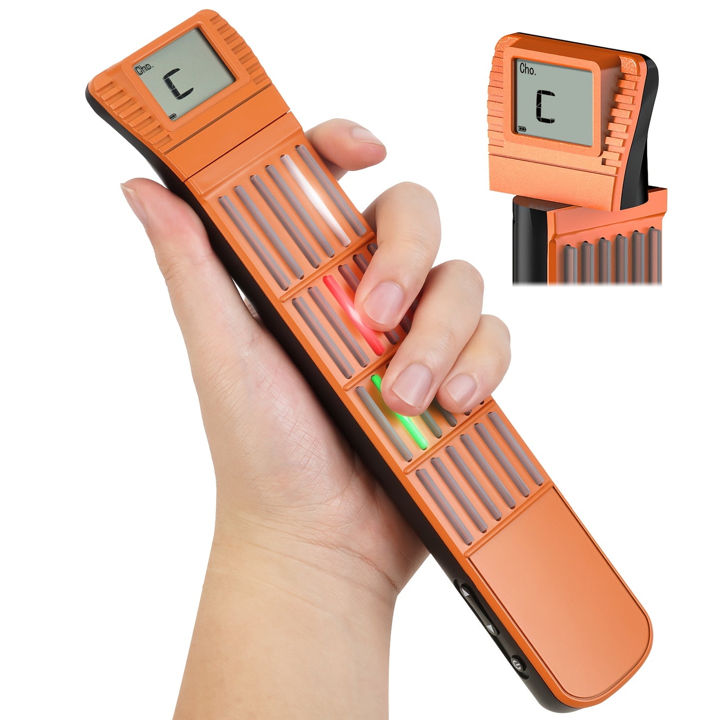 Smart Pocket Guitar, Mini Chord Trainer with Rotatable Screen And Lighting Feedback, Three Modes for Guitar Beginners, Trainers And Travel, Silent Practice