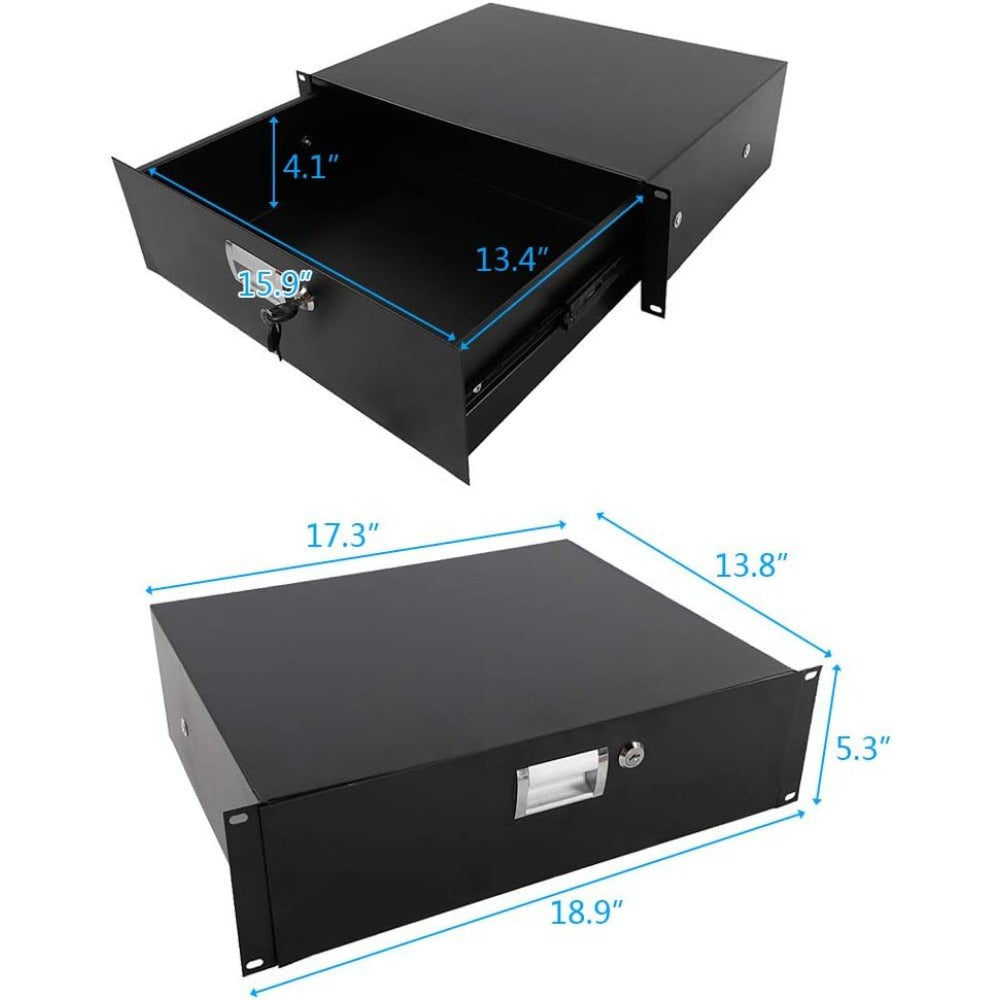 2U Rack Mount Drawer for 19 Inch AV/ Network/ DJ Equipment Racks Or Cabinets with Lock And Key