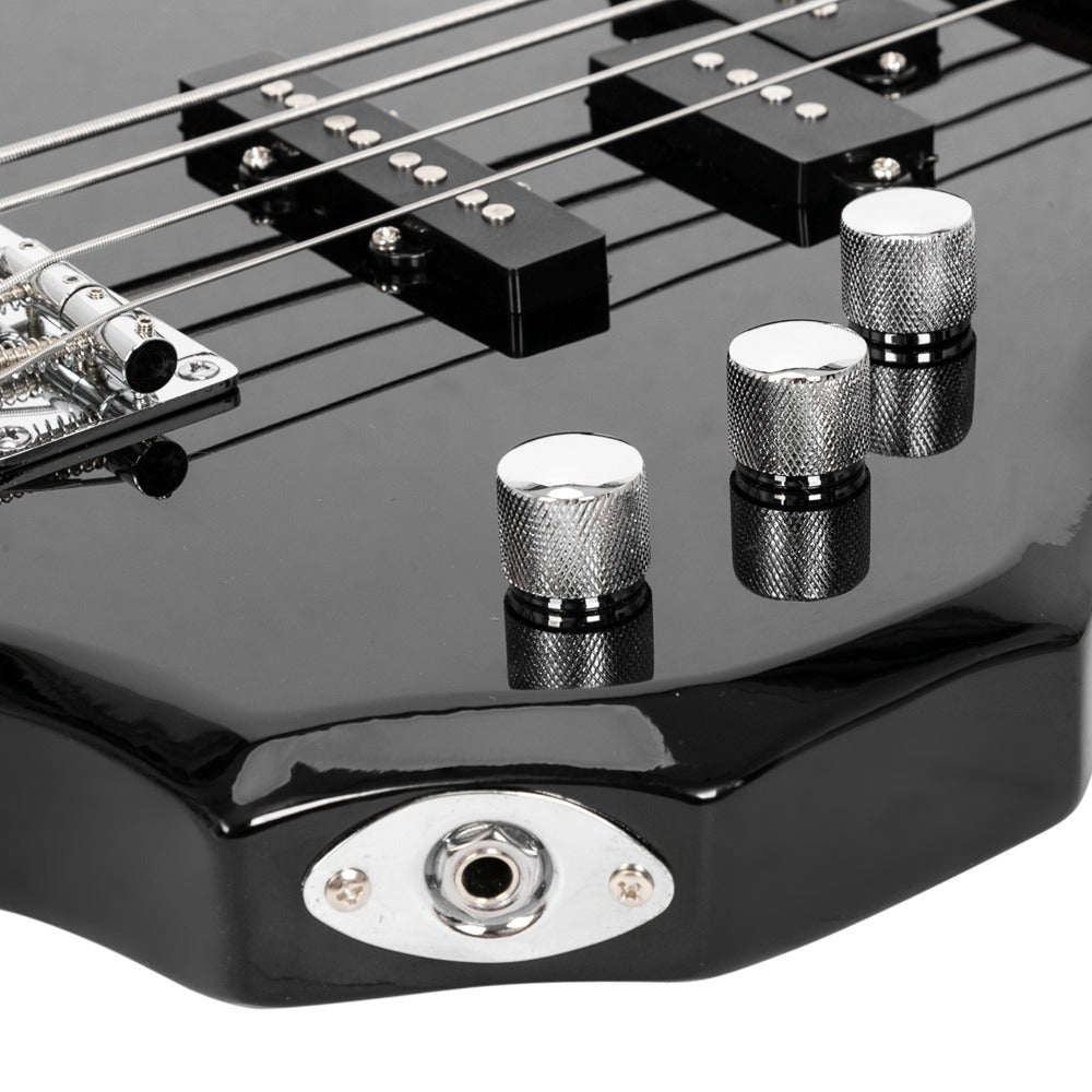 Electric Bass Guitar, Obsidian, Full Size, LEADZM, Burning, Fire for Lessons and Practice