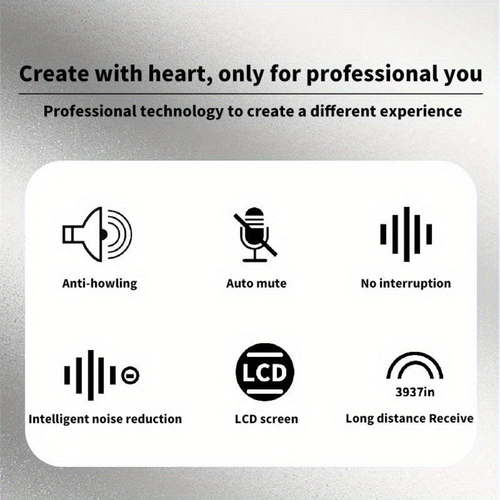 Recording Microphone, Wireless, 6.35mm, Dual, Channel for Recording and Streaming